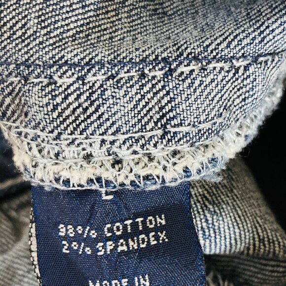 Amethyst Girls Blue Stretch Denim Jacket Size Large Long Sleeve Two Flap Pockets - Picture 6 of 8